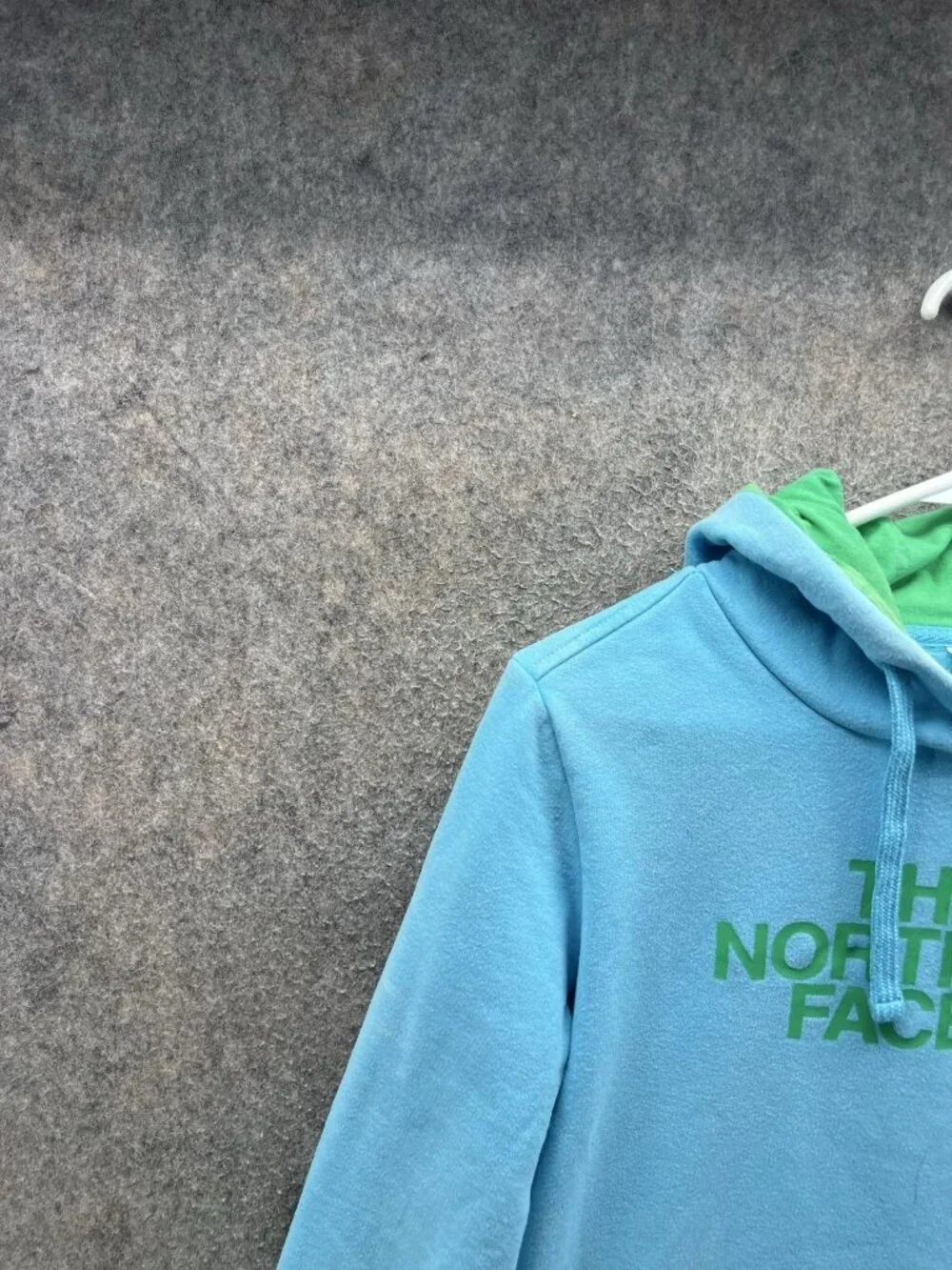 The North Face Hoodie Womens Small Blue Fleece Logo Pullover Kangaroo Pocket